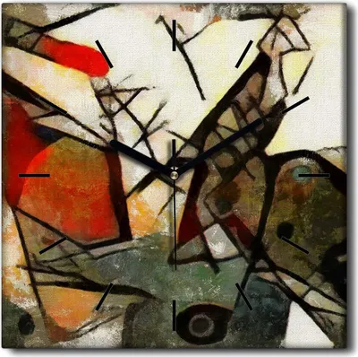 Produktbild von Coloray Uhr auf Leinwand 30x30 cm Wand Uhr Dekoration Wohnzimmer Segeltuch schwarze Hände -Picasso-Geometrie