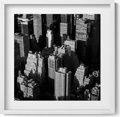 Produktbild von Schwarz-weiße Architektur der Stadt– Wandbild mit Rahmen – Gerahmtes Bild – Wanddekoration – 50x50 cm – Weiß Rahmen