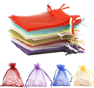 Obrázek produktu pro 100 ks vícebarevných organzových sáčků 8 x 10 cm – sáčky na šperky