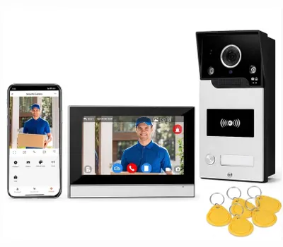 Productafbeelding van Video Deurbel Met Camera 7 Inch Touchscreen - 1080p HD Resolutie - 4-Draad Bekabeld - Zwart