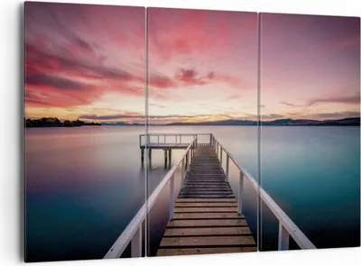 Produktbild von Bild auf Leinwand - Leinwandbild - 3 Teile - Brücke Rosa Himmel - 165x110cm - Wand Bild - Wanddeko - Wandbilder - Leinwanddruck - Bilder - Wanddekoration - Leinwand bilder - Wandbild - CE165x110-4795