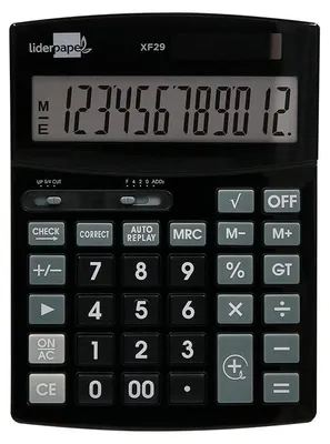 Immagine prodotto di Calcolatrice liderpapel da tavolo xf29 12 cifre solare e a batterie colore nero 190x140x30 mm