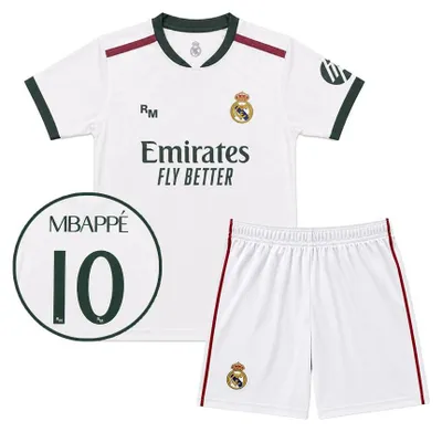 Produktbild von Real Madrid Fußballtrikot Mbappé - Heimtrikot Kinder - Größe 116 bis 164 - Saison 2026/2027 - Shirt und Hose - Jungen - Mädchen - Weiß