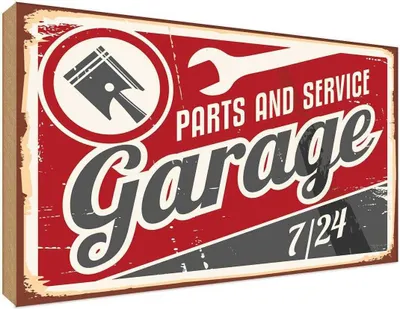Produktbild von vianmo Holzschild 30x40 cm Garage parts service Auto Teile Werkstatt