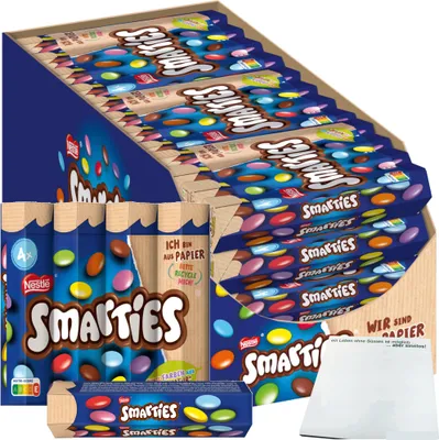 Produktbild von Smarties Multipack bunte Schokolinsen VPE 4er (12X4x34g Rolle) + usy Block