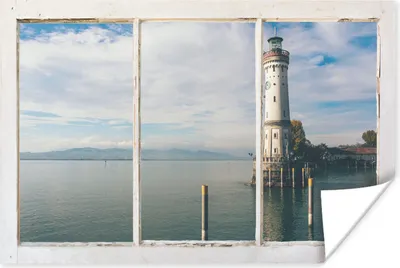 Produktbild von MuchoWow® Poster Aussicht - Leuchtturm - Wasser 180x120 cm - Fotoplakat