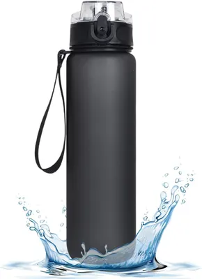 Produktbild von Trinkflasche – Sportflasche – Flüssigkeitszufuhr unterwegs – Mit Griff – 1 Liter – Schwarz