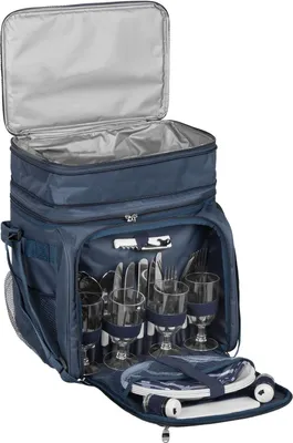 Produktbild von anndora Picknicktasche 4 Pers. blau weiß Kühltasche inkl. 29 Teile AHOI - Navy