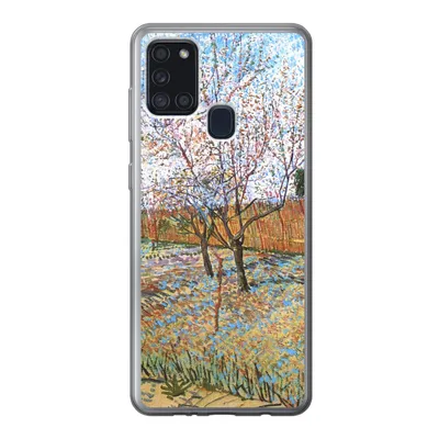 Produktbild von MuchoWow® Handyhülle Schutzhülle Hülle für Samsung Galaxy A21s Blühender Pfirsichbaum - Vincent van Gogh Silikon Softcase Handy Hülle - Hartschale
