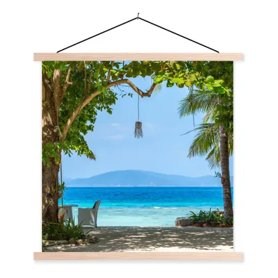 Produktbild von MuchoWow® Textilposter Tropisch - Strand - Meer 60x60 cm mit holzfarbenen Rahmen - Wanddekoration