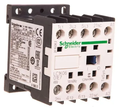 Obrázok produktu pre Stýkač Schneider Electric LC1K 3p, +1Ö, 2,2 kW, 6 A, 400 V AC3, cievka 48 V AC LC1K0601E7