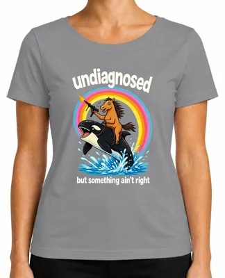Immagine prodotto di Maglietta da donna, colore grigio, taglia M, con la scritta "Qualcosa non va, ma non so cosa". (Stile sarcastico)