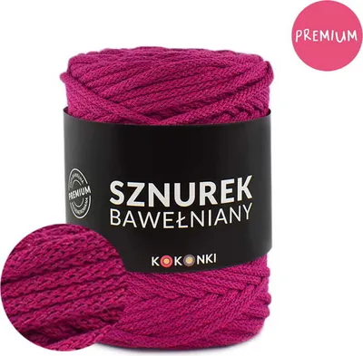 Obrázek produktu pro Prémiová bavlněná příze Kokonki 5mm 100m role - barva Piwonia, univerzální