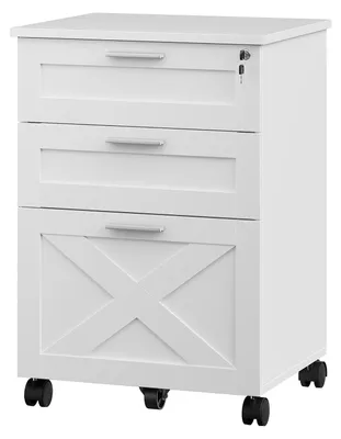 Obrázok produktu pre Drejvéry skrinka s 3 zásuvkami – mobilný kontajner pod písací stôl – so zámkom – pre dokumenty formátu A4/Letter/Legal – na kolieskach – 68x48 cm – biela