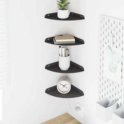 Produktbild von Maison Exclusive - Eckregal zum Schweben 4 stk. Schwarz 18 x 18 x 2 cm
