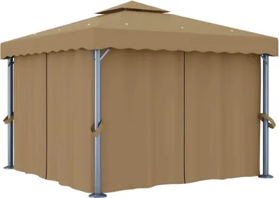 Obrázok produktu pre Altánok so závesom 3x3 m sivohnedý hliníkový