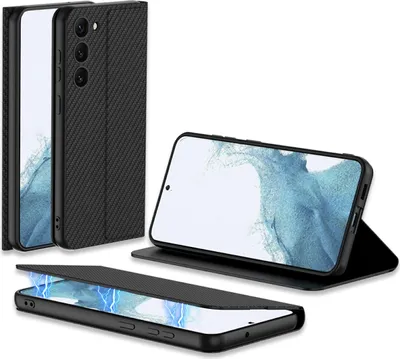 Image de Étui magnétique antichoc pour Samsung Galaxy S23 Plus 5G, noir carbone, neuf
