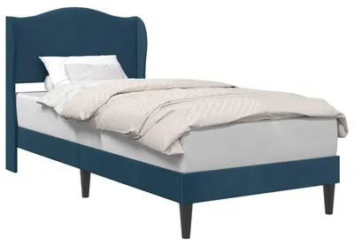 Produktbild von vidaXL Bettrahmen mit Kopfteil Blau 90 x 190 cm Samt