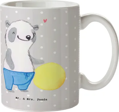 Produktbild von Mr. & Mrs. Panda Keramikbecher Physiotherapeut Herz - Grau Pastell - Geschenk, Trinkbecher, Teetasse, Kaffeebecher, Kaffeetasse, Becher, Tasse