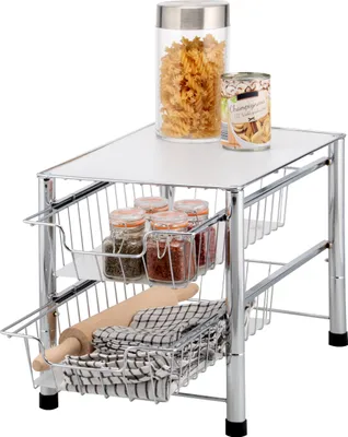 Image de bremermann Étagère à tiroirs 2 extensions, étagère de cuisine avec extension, étagère à étages, chromée