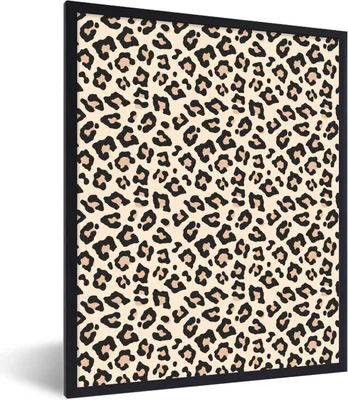Produktbild von MuchoWow® Gerahmtes Poster Pantherdruck - Schwarz - Rosa 60x80 cm - Poster mit Schwarzem Bilderrahmen Wandposter Rahmen Foto Bilder - Premium - Wanddeko Wohnzimmer