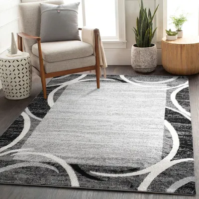 Produktbild von TT Home Wohnzimmer Teppich Kurzflor Modern Meliert Gewelltes Design Mit Umrandung Größe 80x150 cm