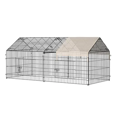 Produktbild von Laufgitter Kleintiere Außengehege 4 Bodenspieße 220x103x103 cm Schwarz Beige
