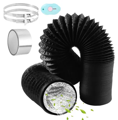 Image de Tuyau d'évacuation flexible en aluminium, avec colliers et ruban adhésif