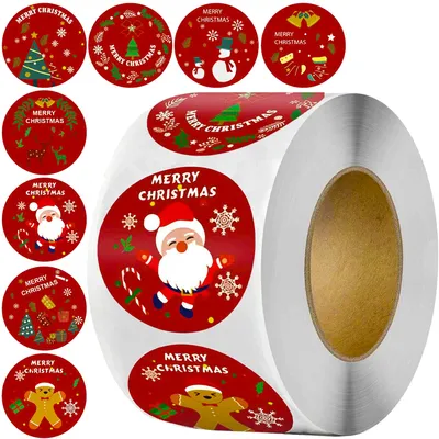 Obrázok produktu pre 500 kusov vianočných nálepiek Kraft Paper 20355