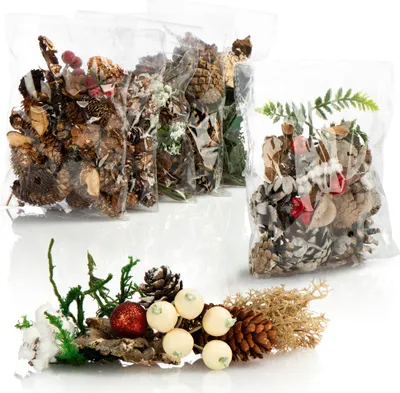 Produktbild von COM-FOUR® 6x Weihnachtsdekoration im Beutel mit Zapfen, Zweigen und Moos - Streudeko weihnachtlich - Bastel Set - Tischdeko - Adventskranz - Weihnachtsschmuck