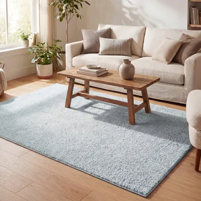Produktbild von Volero - Teppich Hochflor - Lofty Hellblau Türkis - 120x170 cm - Wohnzimmer, Esszimmer, Schlafzimmer - Ländlich, Modern, Skandinavisch
