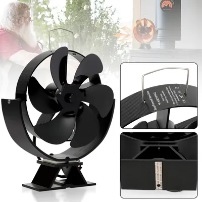 Obrázek produktu pro Jopassy ventilátor na krbová kamna 6 lopatek ventilátoru pro kamna komínový ventilátor bez proudu s tepelným pohonem