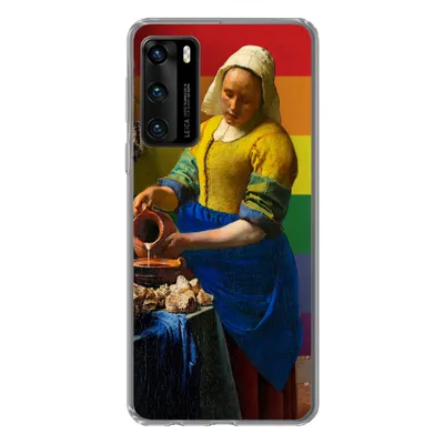 Produktbild von MuchoWow® Handyhülle Schutzhülle Hülle für Huawei P40 Milchmädchen - Stolz - Vermeer Silikon Softcase Handy Hülle - Handytasche