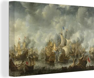 Obrázek produktu pro OneMillionCanvasses® - Obraz na plátně - Bitva u Terheide - Malba od Jan Abrahamsz Beerstraten, nástěnná malba, nástěnné dekorace obrazy obývací pokoj, 120x80cm