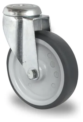 Productafbeelding van Zwenkwiel, diameter 100 mm, draagvermogen 100 kg, met bevestigingsgat, glijlager, rubber, grijs