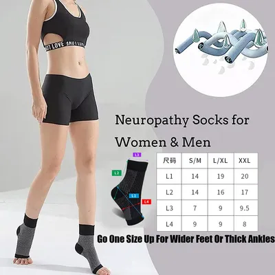 Produktbild von ropathie-Socken 4 Paar, Kompressionsstrümpfe Für Fußschmerzen, Offenes Zehendesign Mit Atmungsaktivem Nylonmaterial, Für Diabetiker Und Ältere Menschen