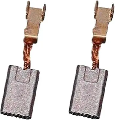 Two carbon brushes with copper wire and metal connectors are shown against a white background.