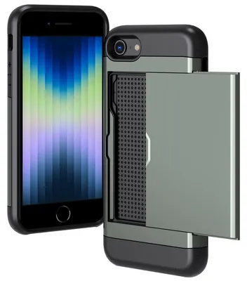 Imagen del producto de Funda Trasera con Ranura para Tarjetas para Apple iPhone SE (2022 / 2020) / 8 / 7 - Verde oscuro