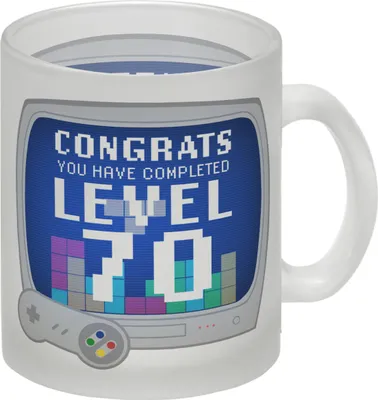 Produktbild von Witziger Glas Tasse für den 70. Geburtstag mit Motiv: Gamer