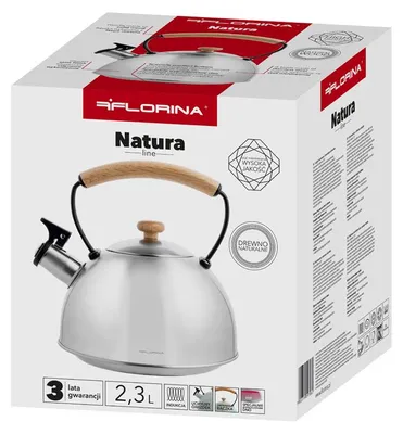 Productafbeelding van Florina Natura Line waterkoker, gemaakt van geborsteld roestvrij staal, 2,3 liter