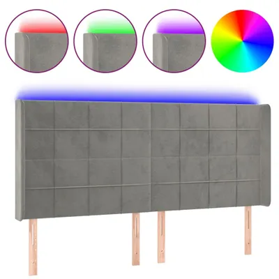 Produktbild von vidaXL LED Kopfteil Hellgrau 183x16x118/128 cm Samt