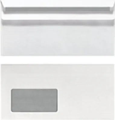 Produktbild von Herlitz Briefumschlag DL selbstklebend mit Fenster weiß banderoliert, DL (110 x 220 mm), Weiß, Papier, 75 g/m², 110 mm, 220 mm