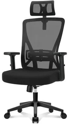 Produktbild von Ergonomischer Bürostuhl Chefsessel mit Lordosenstütze verstellbar Drehstuhl Schreibtischstuhl schwarz
