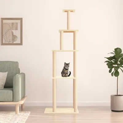 Immagine prodotto di Albero tiragraffi con tiragraffi in sisal 183 cm Albero da arrampicata Albero da gioco per gatti
