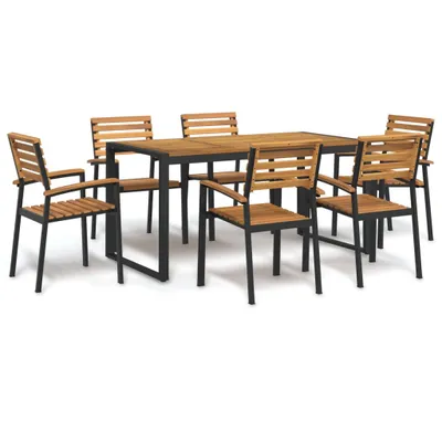 Produktbild von 7-tlg. Garten-Essgruppe Massivholz Akazie und Metall