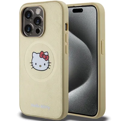 Zdjęcie produktu dla Etui Hello Kitty Leather Kitty Head Magsafe Na Iphone 14 Pro Max - Złote