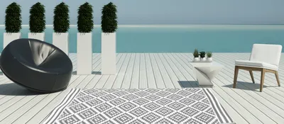 Produktbild von Outdoor Teppich Gartenteppich Kunststoffteppich Balkonteppich Hochwertige Qualität Modernes Design Fußbodenheizung geeignet Feutigkeitsbeständig Modell: Austin in grau 90x150cm von Jet-Line