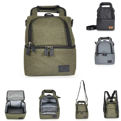 Produktbild von Cangaroo Thermobox Auora Lunchbox Thermotasche 2 isolierte Fächer Reißverschluss grün
