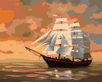 Produktbild von Zuty - Malen nach Zahlen - SEGELSCHIFF NACH DER ABENDDÄMMERUNG (D. RUSTY RUST), 40x50 cm, mit Keilrahmen (bereits gespannt)