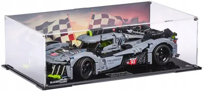 Immagine prodotto di Vetrina nera per LEGO® Technic 42156 – PEUGEOT 9X8 Le Mans, con retrostante stampata